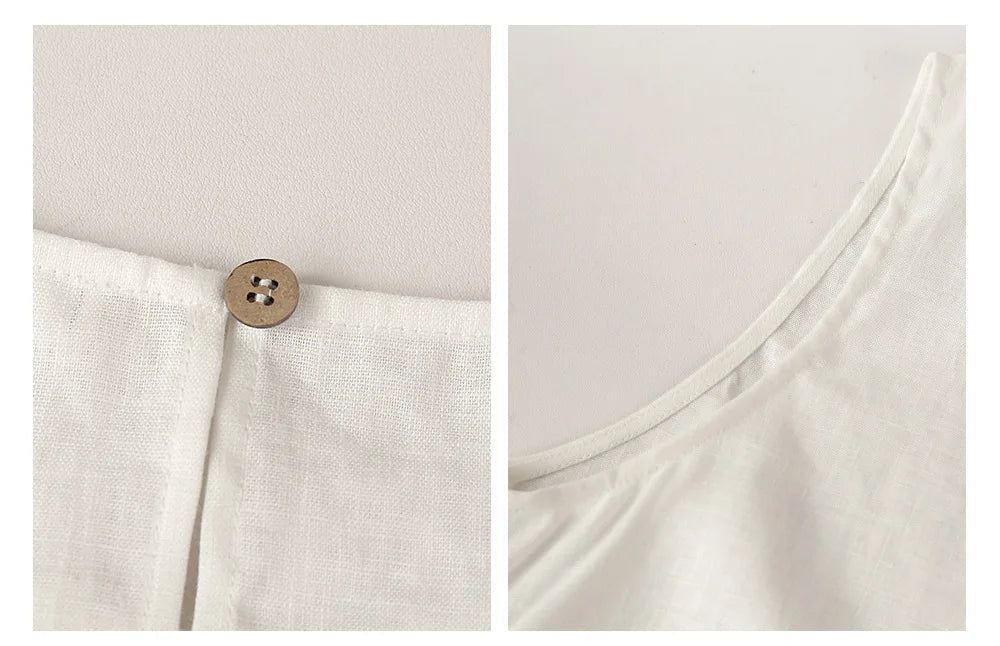 Casual Linen Crew Neck Loose Sleeveless Shirt