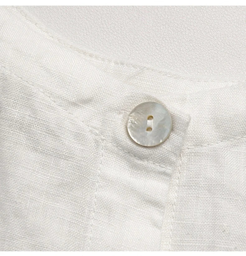 Linen Crew Neck Button Reversible Vest