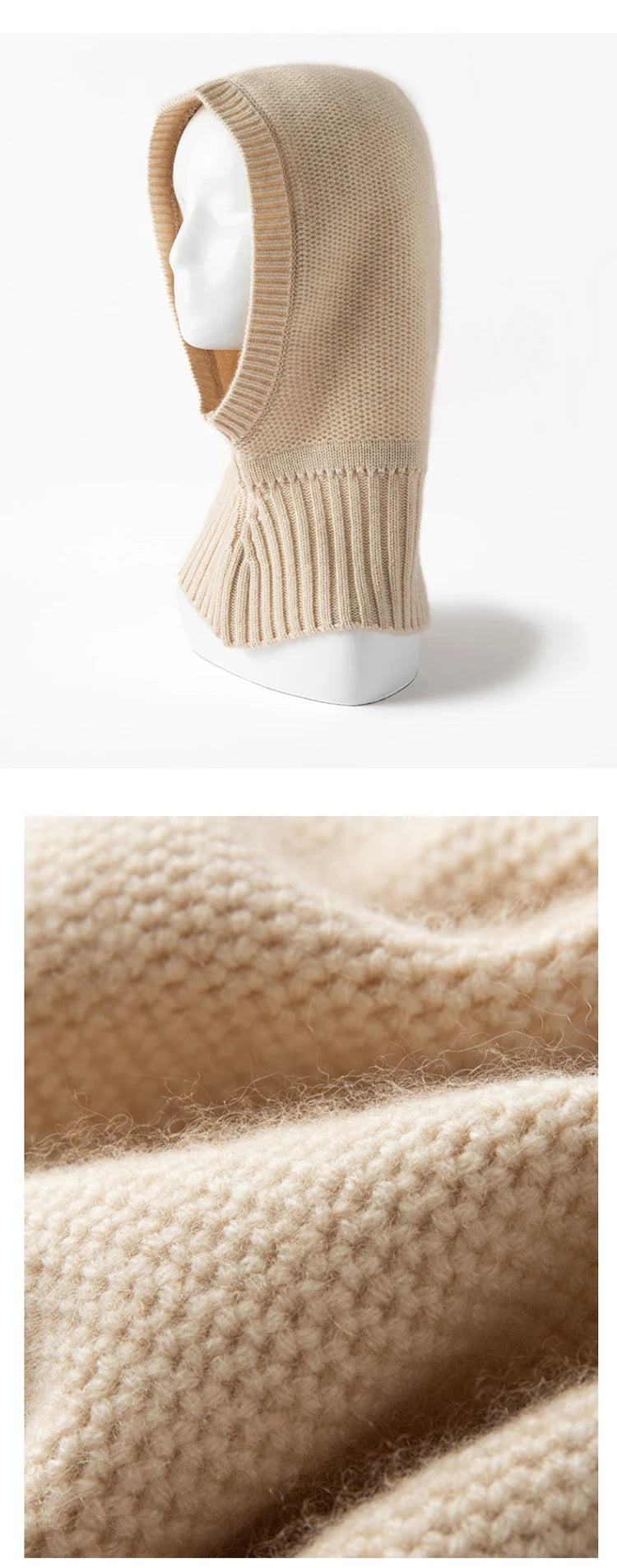 Cashmere Knitted Outdoor Warm Scarf And Hat