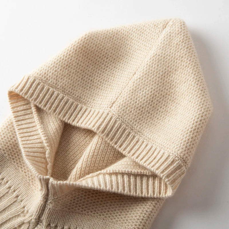 Cashmere Knitted Outdoor Warm Scarf And Hat