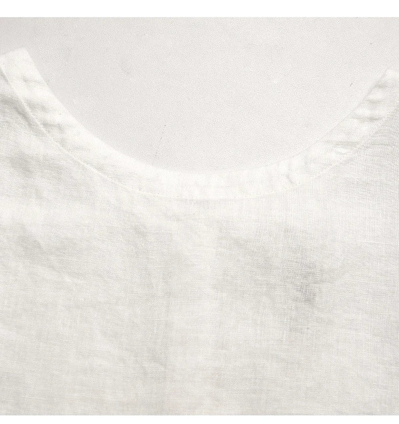 Linen Crew Neck Button Reversible Vest