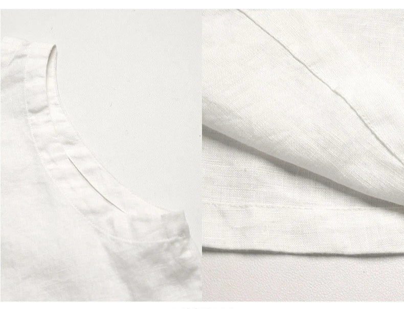 Linen Crew Neck Button Reversible Vest